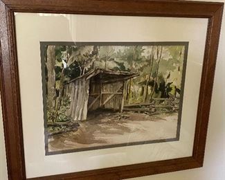 Watercolor of a Wood Shed by Nancy Patten