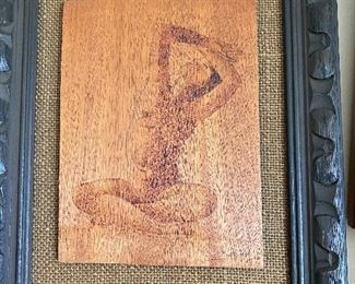 Nude Wood Pyrography, Signed Illegibly