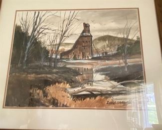 Robert Stebleton Watercolor of Mining Scene