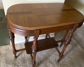 Gorgeous Inlaid Veneer Accent Table, Ca. 1930