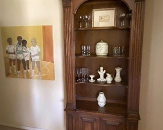 Regency Style Mahogany Bookcase, Belleek Décor and Miscellaneous, Original painting (unsigned)