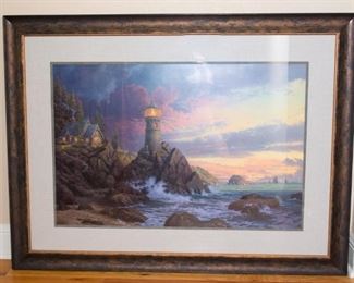 Thomas Kinkade Rock Of Salvation
164/570. Signed bottom left.   I/P
Visible 23"H x 35"W. Framed O.D. 37.5"H x 49"W