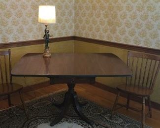Antique Victorian Table, Chairs, and Lamp