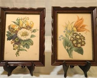 Vintage Framed Pair of Floral Art