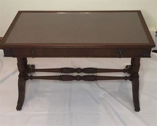 Vintage Glass Top Mahogany Coffee Table