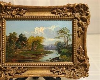 Vintage River Scenery Painting