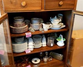 Very large collection of "Iris and Herringbone" pattern depression glass.  