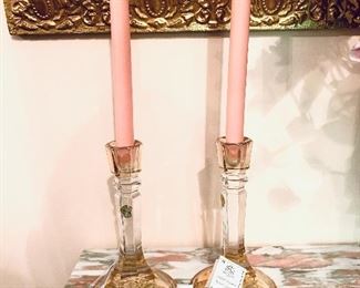 Pair of crystal candlesticks 8.5”t Italy 
$24 FIRM 