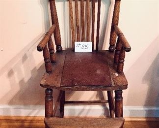 ANTIQUE HIGH CHAIR 
14w 38t seat height 24” t 
$99