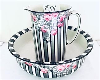 METAL ENAMELWARE PITCHER AND BASIN SET - Wilkinson England 16”w 10.5”t.    $125
