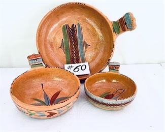 Set of three vintage nesting bowls from Mexico.  7-12.5” wide.   $45