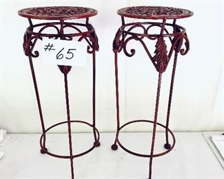 Pair of red metal tables/stands 
7w 18t.  $40