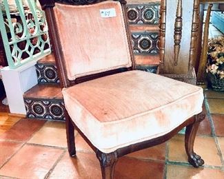ANTIQUE CARVED FLEMISH ROSEWOOD CHAIR. 22.5w  39t. Seat height 18.     $425 FIRM
