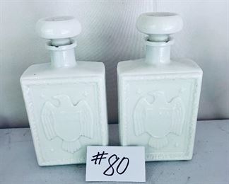 Pair of milk glass decanters 1968 
9”t  $35