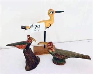 Lot of 3 wooden folk art birds 
5-12”t.  $40