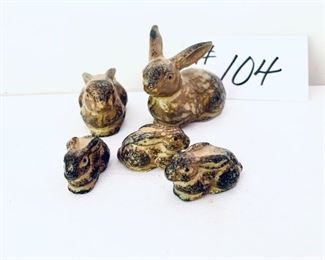 Set of ceramic bunnies. 1-2” L. 
$35