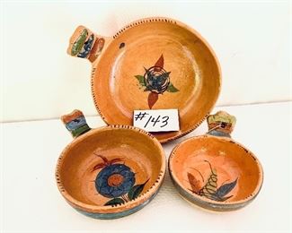 Mexican pottery nesting bowls. 
5-8” w   Set $40