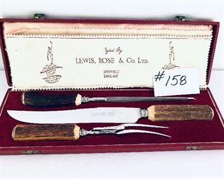 SHEFFIELD CUTLERY SET WITH STAG HANDLES. $200
