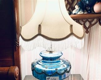 Vintage double lighted globe lamp.  $250 each  
Silk shade. Mid century. 34”t 19”w. 
We have a pair of these see next photo 