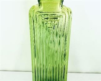Art Deco green glass vase.  13”t $22