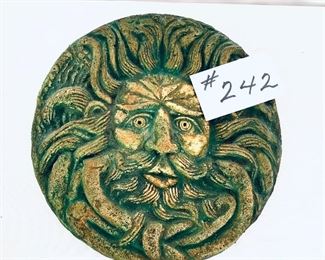 Celtic sun god plaque plaster 
10”w. $40
