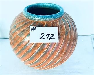 Italian orange pot with blue lip. 13w 12t 
$75 FIRM