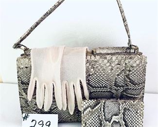 Lot- South Vietnam 1965 python snake purse 12w 8t , snake skin wallet and vintage gloves. $75