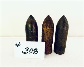 3 artillery shells. WW2. 5”L.   $47