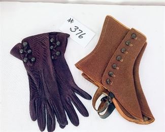 A vintage purple gloves $15 
B- pair of spats $25