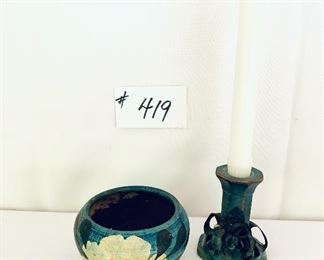 Candle holder and Mexican pottery
 3 to 4 inches tall $20