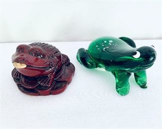 A-  Chan chu frog 4”L $16
B- murano frog SOLD
