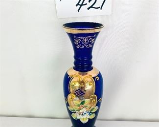 Handpainted cobalt bud vase 
8 inches tall $25 dollars