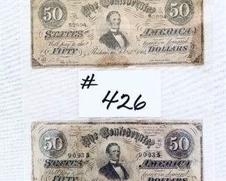 Feb 17,1864 
Two fifty confederate bills 
$120 FIRM