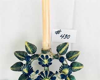 Pottery candle holder. 7”t. $35