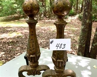    Vintage brass andirons. 17.5 tall $130 