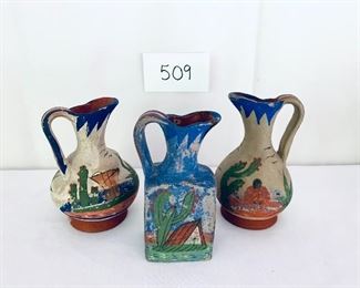 Three Mexican pitchers 5 to 6 inches tall $35