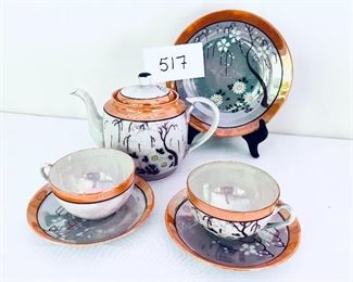 6 piece tea set hand painted Japan
 kettle 5” t $ 49