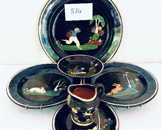 TLAQUEPAQUE black Mexican pottery set. $150