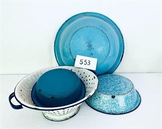 Lot of Enamelware 7 to 13 inches wide $55