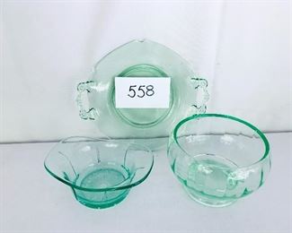 3 Vaseline uranium glass pieces. 
5-8” wide. $40