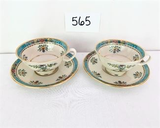 Pair of Lenox blue tree cup and saucers  $42