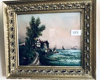Antique framed reverse painting 
32 wide 28 tall $350 firm
Minor missing paint bottom of the frame. 