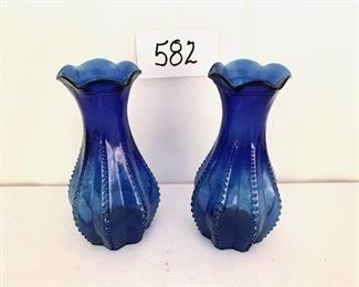 2 cobalt vases 7 inches tall $30