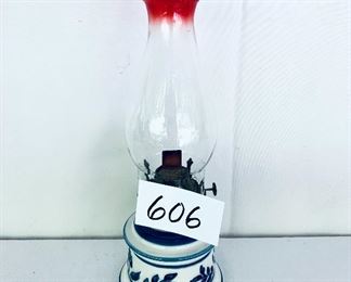# 606 B
Small oil lamp 13 inches tall $42