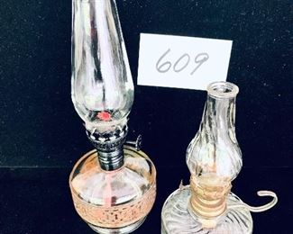 Pair of mini oil lamps 6 to 8 inches tall $20