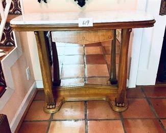 Small console  table vintage/antique marble top 38 inches wide 33 inches tall 14 inches deep $485