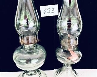 Pair of oil lamps 17 inches tall $60