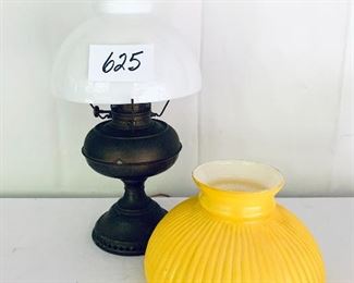 Electric brass lamp with two shades 
please re-wire 17 inches tall $65