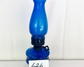 Blue oil lamp 15 inches tall $40