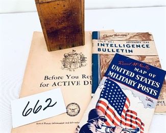 Model A or T battery coil and military pamphlets from WW2. Lot $ 49